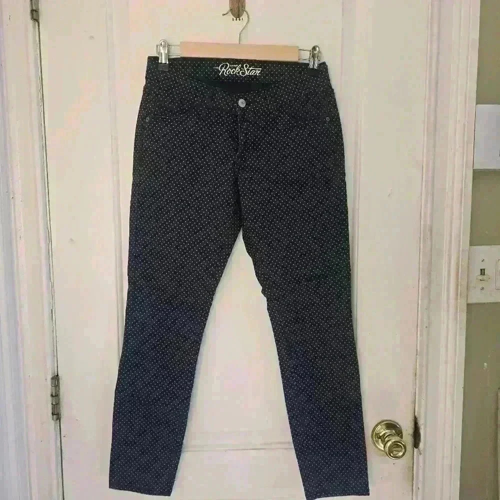 P7426 the rock star old navy blue polka dot skinny size 26in - Picture 1 of 8